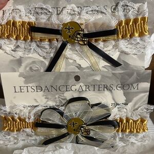 Gold and Black Lace Garter Set